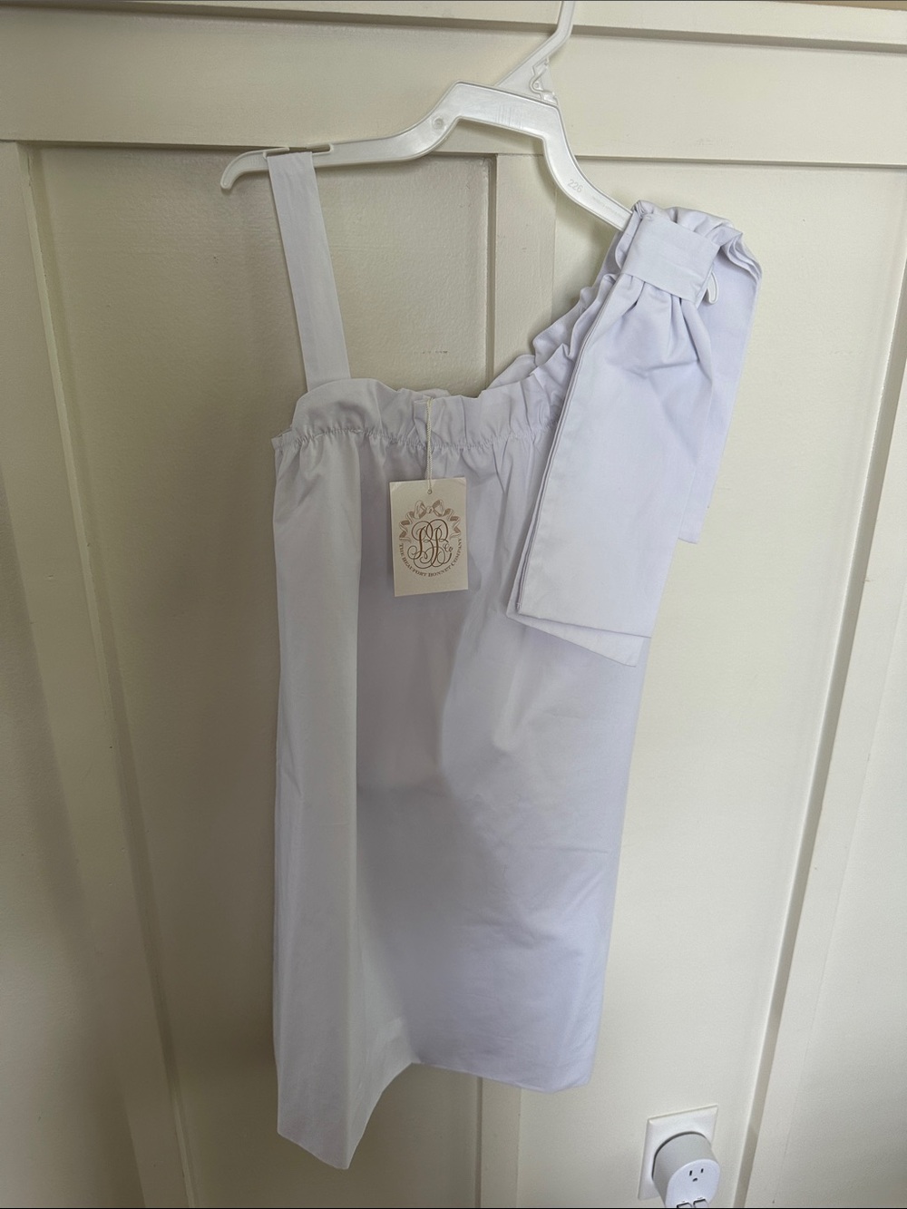 The Beaufort Bonnet Company White One-Shoulder Girls Dress